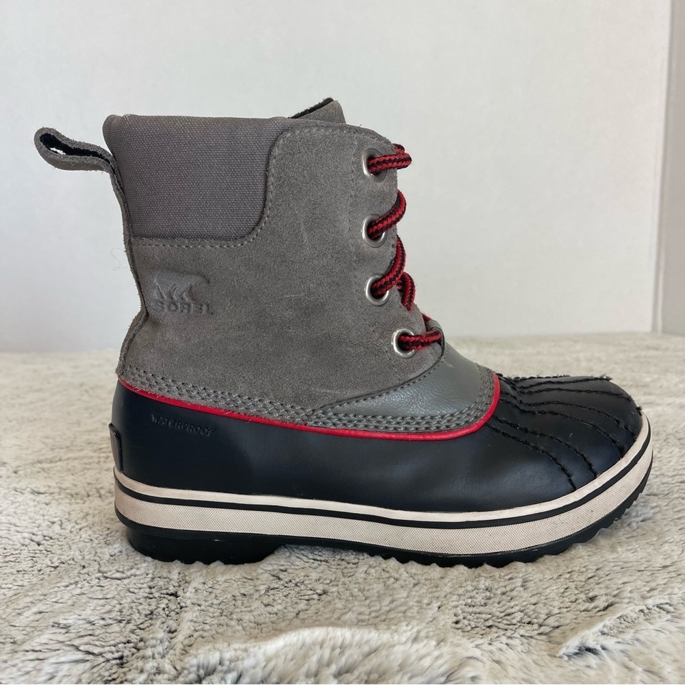 SOREL•Winter slimpack lace up black snow boots Little Kids Size 2